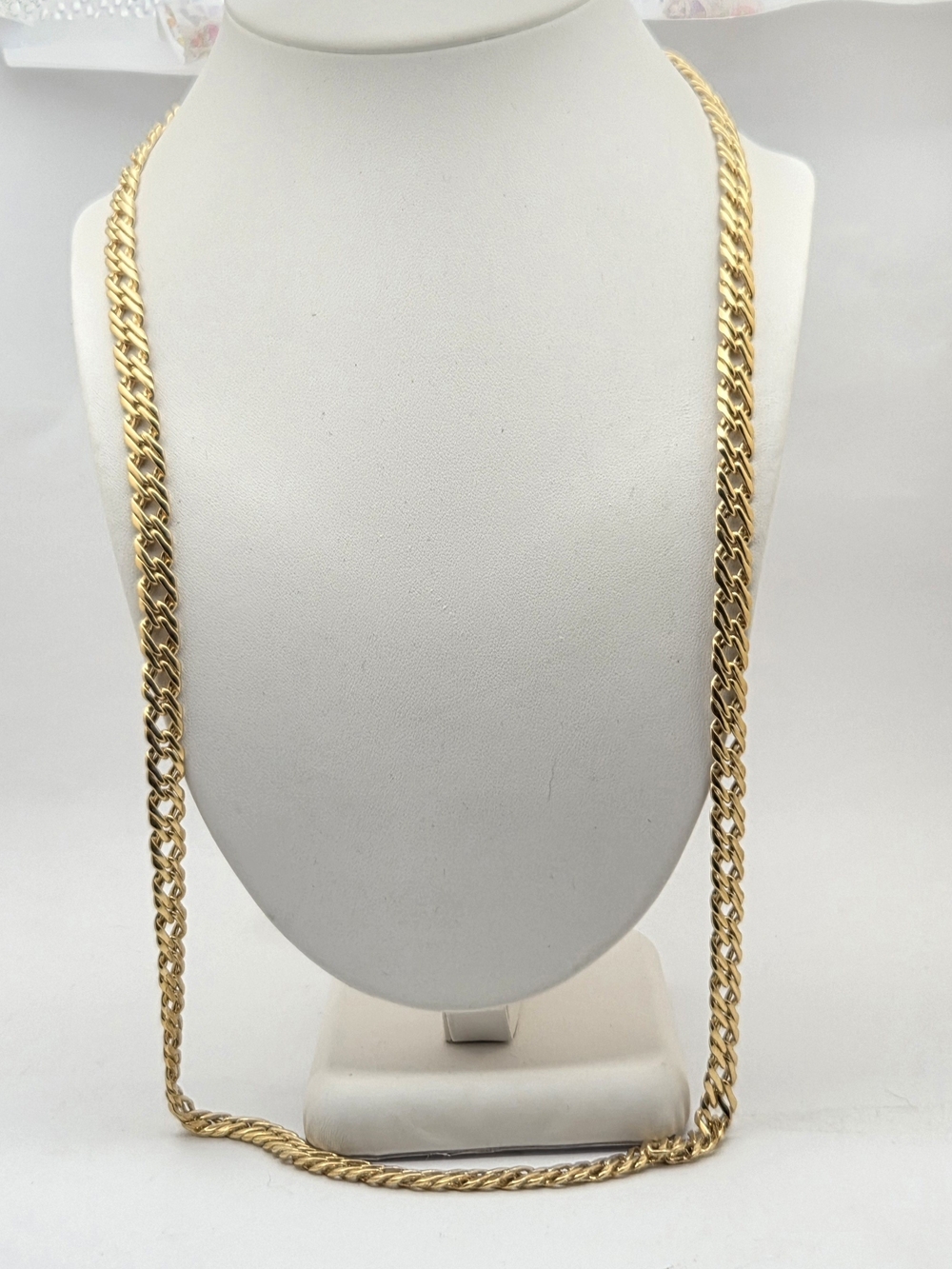 Vintage Gold Tone Double Curb Link Opera Length Chain Necklace 29"